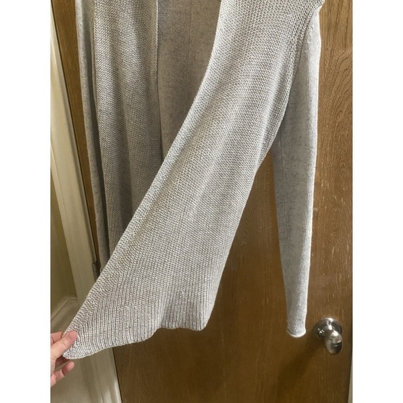 Eileen Fisher Womens Petite PP Linen Knit Open Draped Lightweight Cardigan Gray - Picture 9 of 16